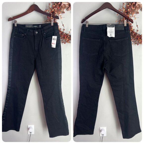 Lauren Ralph Lauren BLACK LABEL Women's Satin-Stripe High-Rise Boot Jeans Sz 8 - Picture 2 of 11